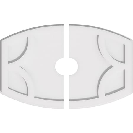 Ekena Millwork Kailey Architectural PVC Ceiling Medallion, 22"W x 14 5/8"H x 3"ID x 11 3/4"C x 1"P, Two-Piece CMP22X14KY2-03000